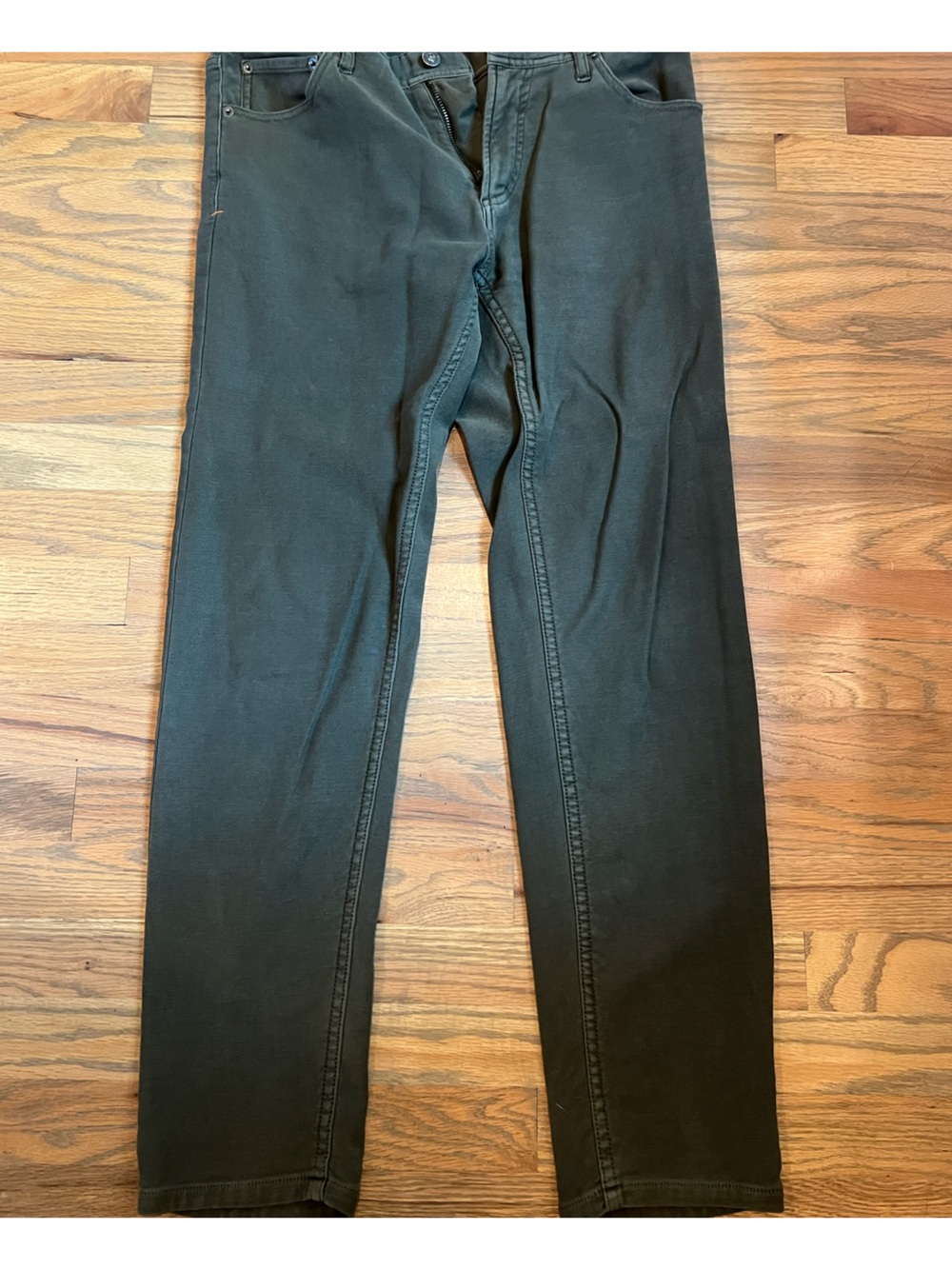 The Normal Brand Leather Patch Detail Jeans - Olive
